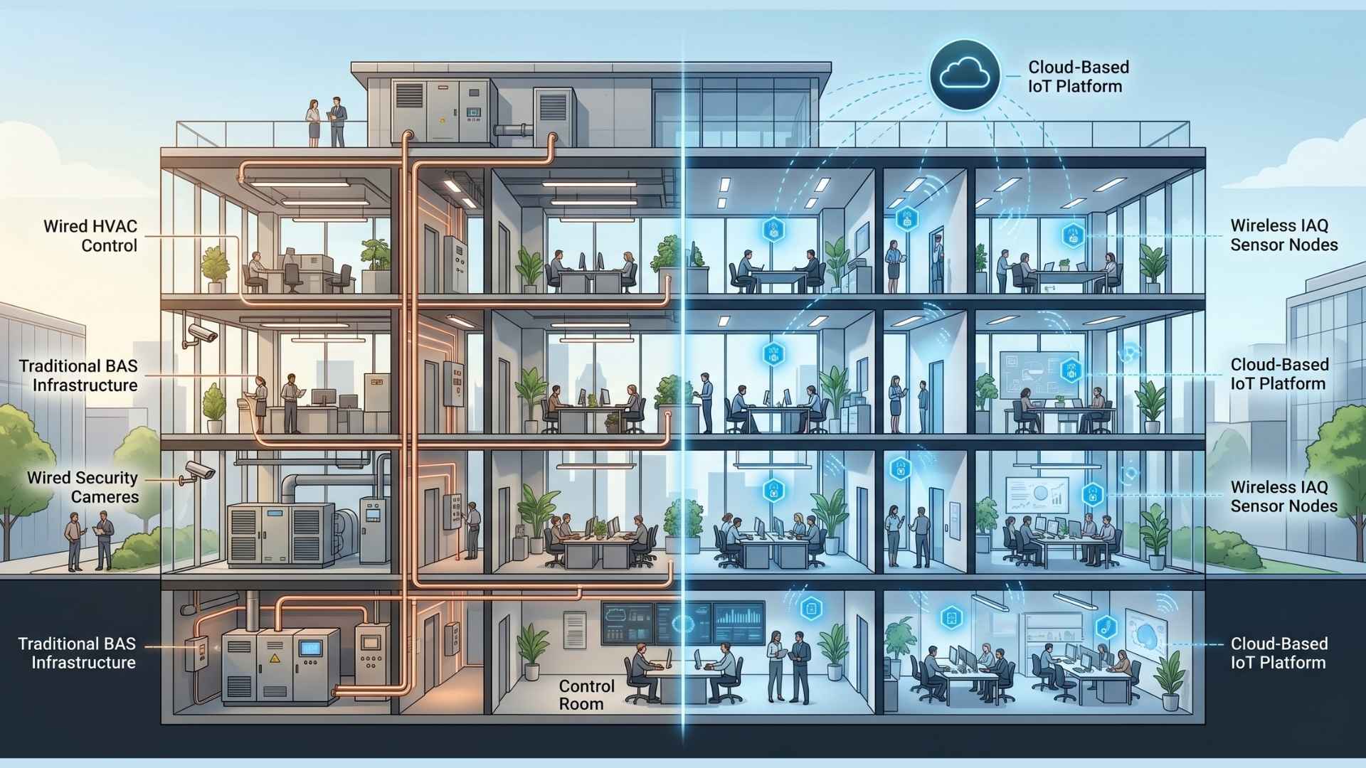 Building Automation System vs IoT Sensors: What's the Difference, and What Does Each Actually Cost? 3 cloud based iot platform sensgreen